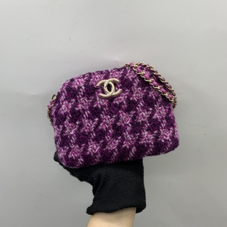 CHANEL BAG TWEED MINI CHAIN SHOULDER PURPLE NOVELTY VIP GIFT RFID A6N3KTC1