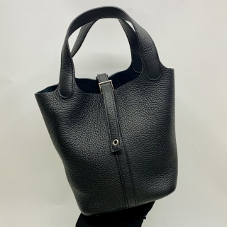 HERMES BAG PICOTIN LOCK 18 TAURILLON CLEMENCE PHW NOIR W STAMP W AK 001 MM
