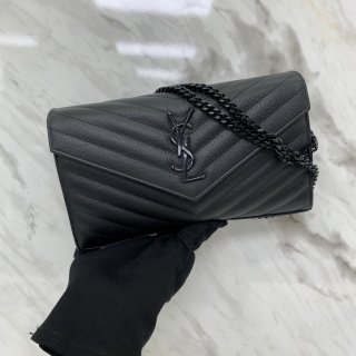 YSL BAG CASSANDRA 377828 WALLET ON CHAIN BLACK