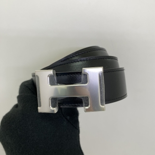 HERMES BELT CONSTANCE H REVERSIBLE 95 PHW NOIR K STAMP