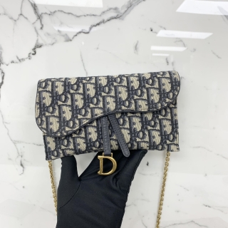 DIOR BAG OBLIQUE WALLET ON CHAIN W/POUCH 43-MA-0179