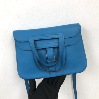HERMES BAG HALZAN MINI 22 SWIFT BLEU ZANZIBAR PHW A STAMP ASI001DB