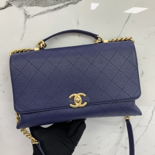 CHANEL BAG CAVIAR SKIN NAVY 2WAY CHAIN SHOULDER W CARD NO.27 27400196