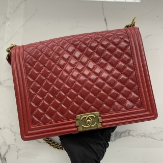CHANEL BAG BOY LARGE CALFSKIN NO.17 W CARD RED 17788857