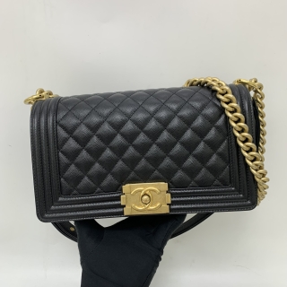 CHANEL BAG BOY OLD MEDIUM CAVIAR SKIN GHW BLACK NO.30 30203232