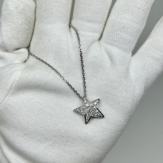 CHANEL FINE JEWELRY NECKLACE COMETE DIAMOND STAR WG AU750 9.12G CG8681