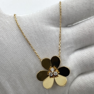 VAN CLEEF & ARPELS FINE JEWELRY NECKLACE FLORIVE CLIP PENDANT LARGE W/DIAMONDS 19G WG750 JA213322