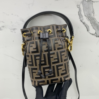 FENDI BAG ZUCCA 8BS010 DRAWSTRING BUCKET 2WAY SHOULDER