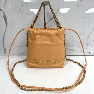 CHANEL BAG  MINI CHANEL22 GHW ORANGE MICROCHIPPED