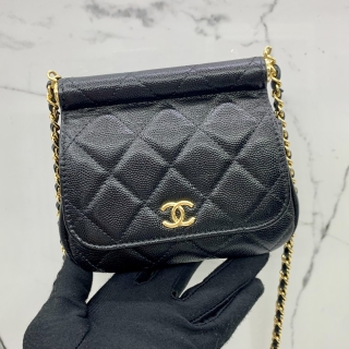 CHANEL BAG MATELASSE GOLD CC LOGO BLACK CLUTCH CHAIN AP3005 N66K7292