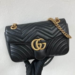 GUCCI BAG MARMONT 443497 CHAIN SHOULDER BLACK