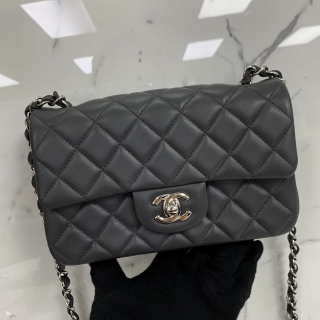 CHANEL BAG MATELASSE A69900 LAMBSKIN MINI RECTANGLE 20CM SHW GREY MICROCHIPPED JL8UHCJC