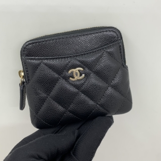 CHANEL SLG CAVIAR SKIN AP2061 ZIPPER WALLET BLACK RFID MICROCHIPPED HNE0G5T7