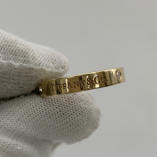 TIFFANY FINE JEWELRY RING LOGO FLAT BAND YG 750 6.06G RING ONLY