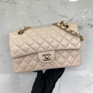 CHANEL BAG CLASSIC FLAP SMALL 23CM CAVIAR SKIN W FLAP GHW PINK NO.30 W/CARD 30952687