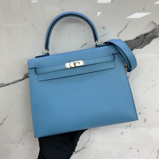 HERMES BAG KELLY 25 LEATHER MADAME BLEU DU NORD/CUIVRE U STAMP PHW