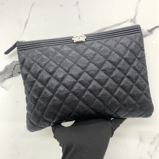 CHANEL SLG BOY SOFT CAVIAR CLUTCH SHW BLACK NO.28 W/CARD 28349547