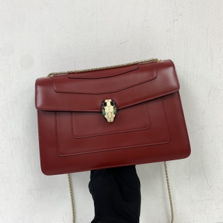 BVLGARI BAG SERPENTI CHAIN SHOULDER 27CM W/MIRROR RED