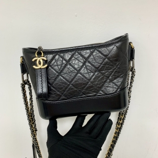 CHANEL BAG GABRIELLE A91810 CALF SMALL GHW BLACK MICROCHIPPED RFID H2LAXNPC