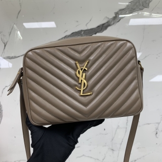YSL BAG LOULOU 612544 CAMERA SHOULDER TASSEL BEIGE GHW