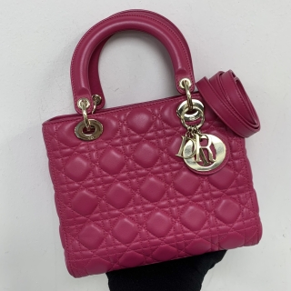 DIOR BAG LADY MEDIUM 2WAY PINK FUSCHIA (ZIP TYPE) 15-BO-0144