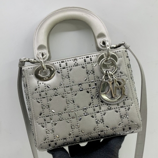 DIOR BAG LADY SATIN MINI 17CM FLAP 2WAY 11-MA-0220
