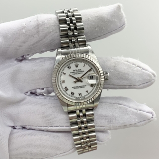 ROLEX WATCH DATEJUST 69174 FULLSET WHITE DIAL ROMAN JUBILEE LADIES U528234