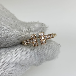 TIFFANY FINE JEWELRY RING T WIRE PG750 W/DIAMOND 2.3G