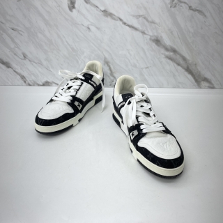 LOUIS VUITTON SHOES SNEAKERS TRAINER DENIM BLACK #7.5 MS0282