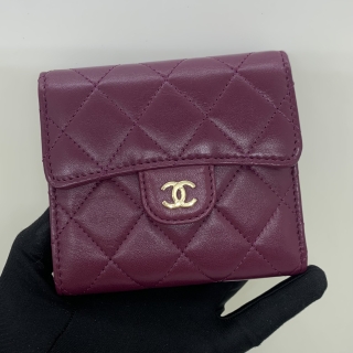 CHANEL SLG LAMBSKIN TRIFOLD COMPACT WALLET PURPLE MICROCHIP N9U4GL95