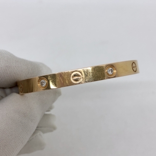 CARTIER FINE JEWELRY BRACELET LOVE 4P HALF DIAMOND RG 29.5G W/ CERT 2021 W/SCREW SIZE 16