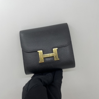 HERMES SLG CONSTANCE WALLET D STAMP EPSOM GHW BLACK
