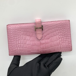 HERMES SLG BEARN SOUPLE ALLIGATOR □N STAMP RECOLOURED