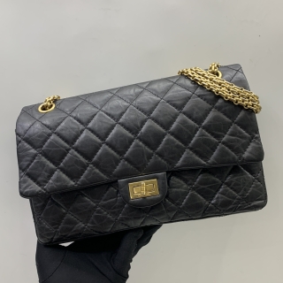 CHANEL BAG 2.55 A37587 226 28CM DOUBLE FLAP BLACK GHW W/CARD NO.15 15329682