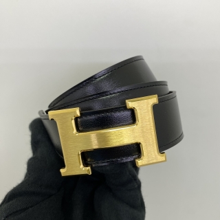 HERMES BELT CONSTANCE H REVERSIBLE 85 GHW NOIR W STAMP