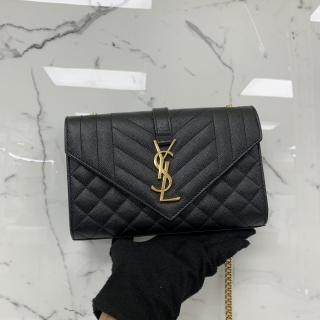 YSL BAG ENVELOPE 600195 SMALL CHAIN SHOULDER BLACK GHW
