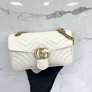 GUCCI BAG MARMONT 443497 CHAIN SHOULDER WHITE