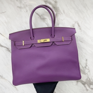HERMES BAG BIRKIN 35  GHW R STAMP ANEMONE PURPLE □R STAMP