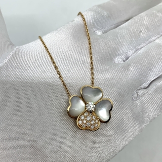 VAN CLEEF & ARPELS FINE JEWELRY NECKLACE 750 COSMOS CLIP PENDANT MOP DIAMOND RG 10.7G JE427833