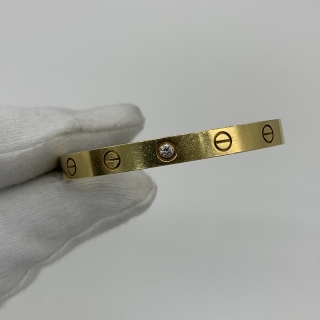 CARTIER FINE JEWELRY BRACELET OPEN LOVE BANGLE YG750 1P DIAMOND 24.6G NO CERT OZ0081