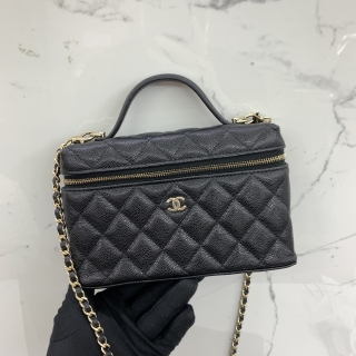 CHANEL BAG MATELASSE AP4385 VANITY CAVIAR SKIN W/CHAIN 2WAY BLACK GHW RFID AXX0228K