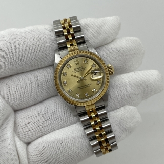ROLEX WATCH DATEJUST 69173 GOLD DIAL DIAMOND INDEX AUTOMATIC 23 LINKS (WATCH ONLY) X445560