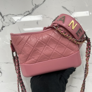 CHANEL BAG GABRIELLE CALFSKIN 20CM CHAIN SHOULDER PINK W/CHANEL WORDING NO.29 W/CARD