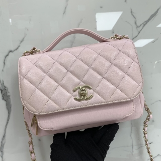 CHANEL BAG CAVIAR SKIN BUSINESS AFFINITY 2WAY PINK GHW MICROCHIPPED GG6LLL02