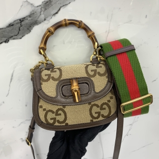 GUCCI BAG BAMBOO 686864 1947 JUMBO GG MINI TOP HANDLE 2WAY 2 STRAPS W/INITIAL
