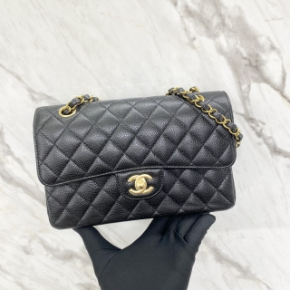 CHANEL BAG CLASSIC FLAP A01113 23CM DOUBLE FLAP CHAIN SHOULDER BLACK GHW MICROCHIPPED GGP97U6J