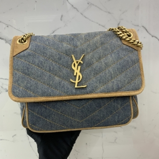 YSL BAG NIKI 633184 MEDIUM DENIM SUEDE