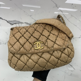 CHANEL BAG LAMBSKIN BUBBLE FLAP CHAIN ONE SHOULDER BROWN NO.12 W/O CARD 12908952
