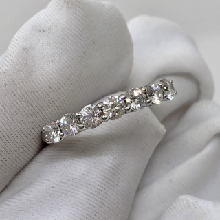 TIFFANY FINE JEWELRY RING PT950 FOREVER BAD HALF-CIRCLE OF DIAMONDS 7PD 3.18G RING AND BOX ONLY