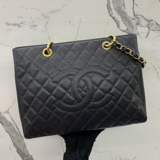 CHANEL BAG CAVIAR SKIN GST BLACK GHW NO.21 NO CARD 21126804